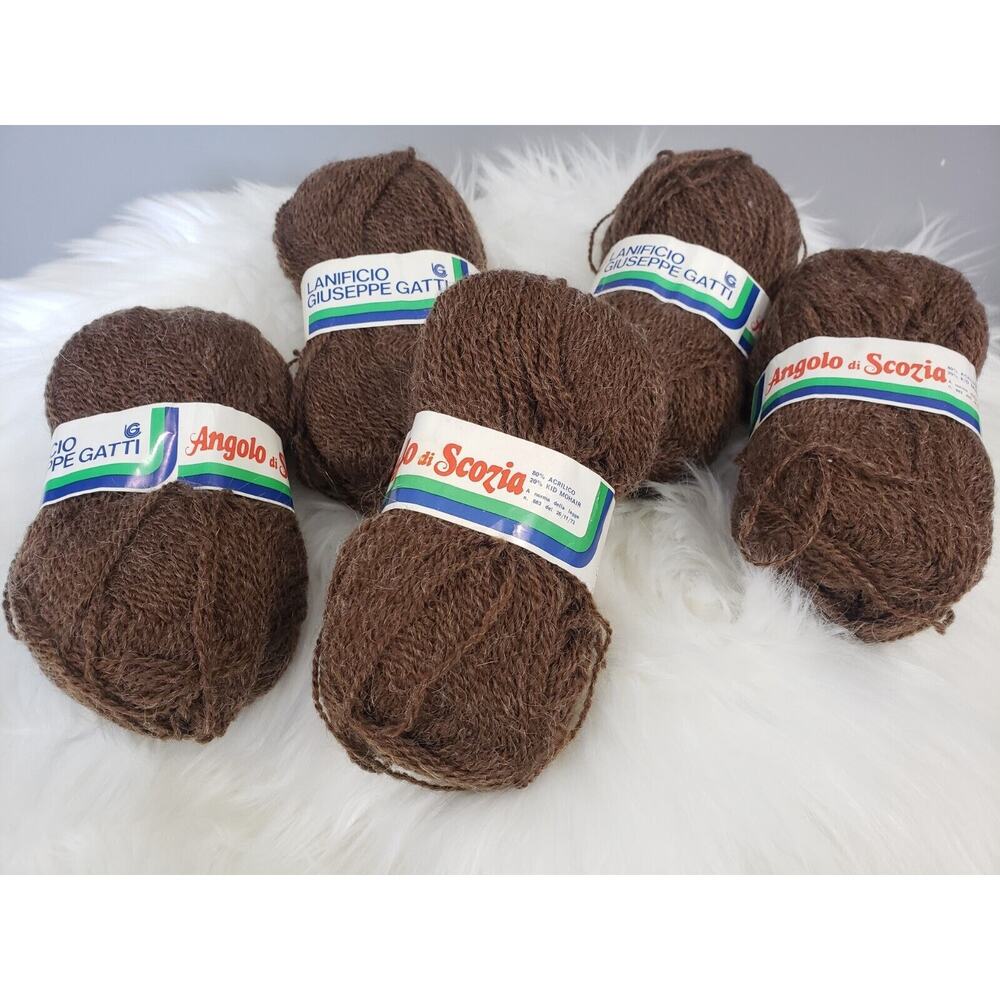 NEW LOT 5 Lanificio Giuseppe Gatti Rugantino Vintage Acrylic Mohair Brown Yarn